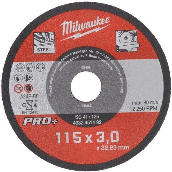 Milwaukee SCS 41 PRO+ Kappeskive 115x3 mm