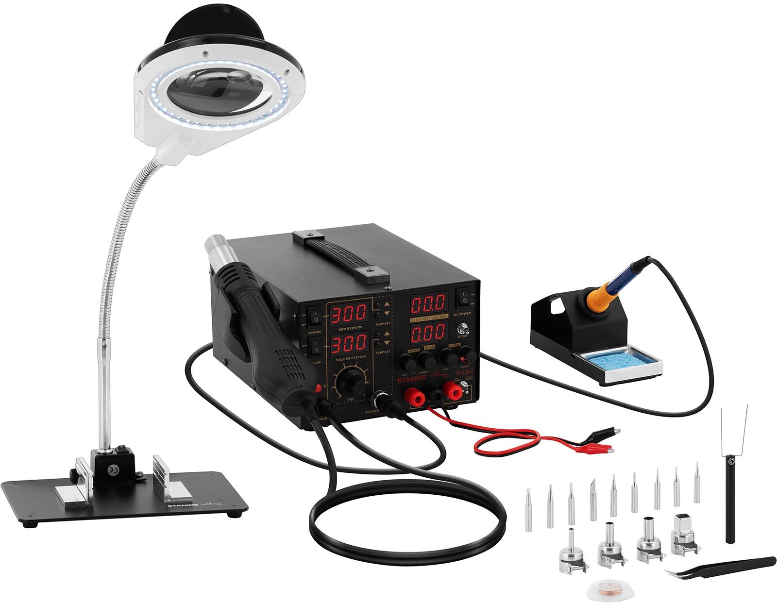 Stamos Soldering Stacja lutownicza - 75 W - 2 x kolba - zasilacz - 4 x LED S-LS-1