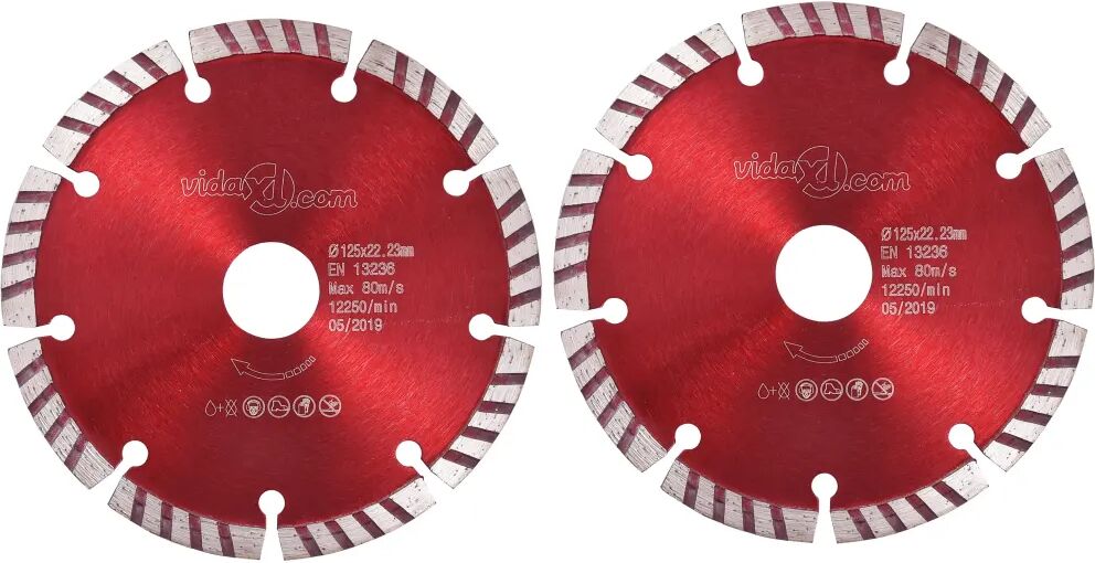 vidaXL Discos de corte de diamante 2 pcs com aço turbo 125 mm