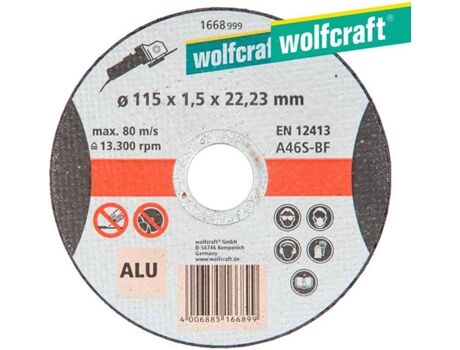 Wolfcraft Disco de Corte para Aluminio ø 115 X 1,5 X 22,23Mm 1668999