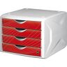 helit Cutie cu sertare, î. x lăț. x ad. 212 x 262 x 330 mm, amb. 5 buc., design sertare red rook