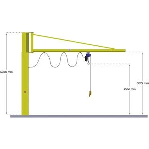 Pelarsvängkran med eltelfer Donati, kap 1000 kg, Arm 3500 mm, inkl mon