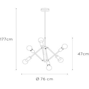 Lucide Lester pendellampa, sex ljuskällor, justerbar