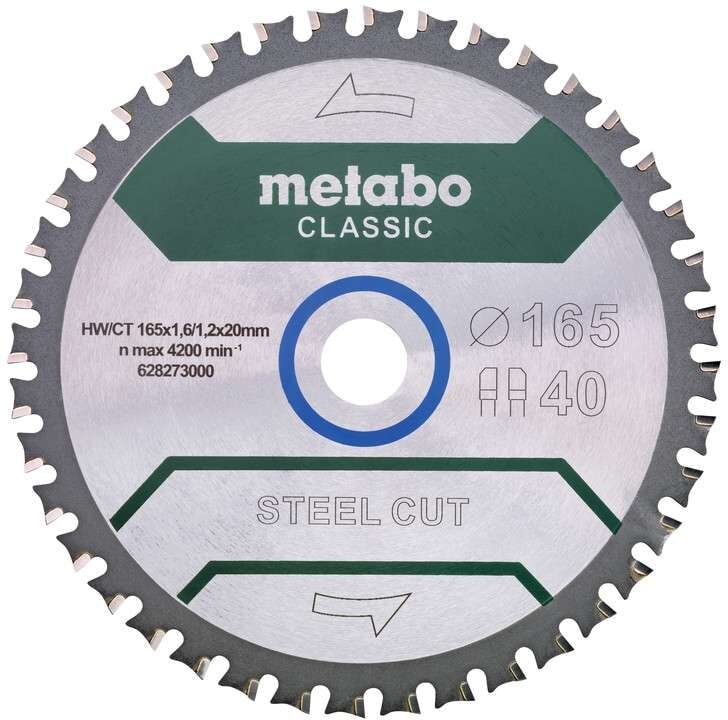 Metabo Sågklinga Steel Cut - Classic 165x20 Z40 Fzfa/fzfa 4°