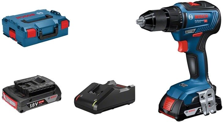 Bosch Borrskruvdragare Gsr 18v-55 Med 2st 2,0ah Batterier Och Laddare Gal 18v-40 I L-Boxx