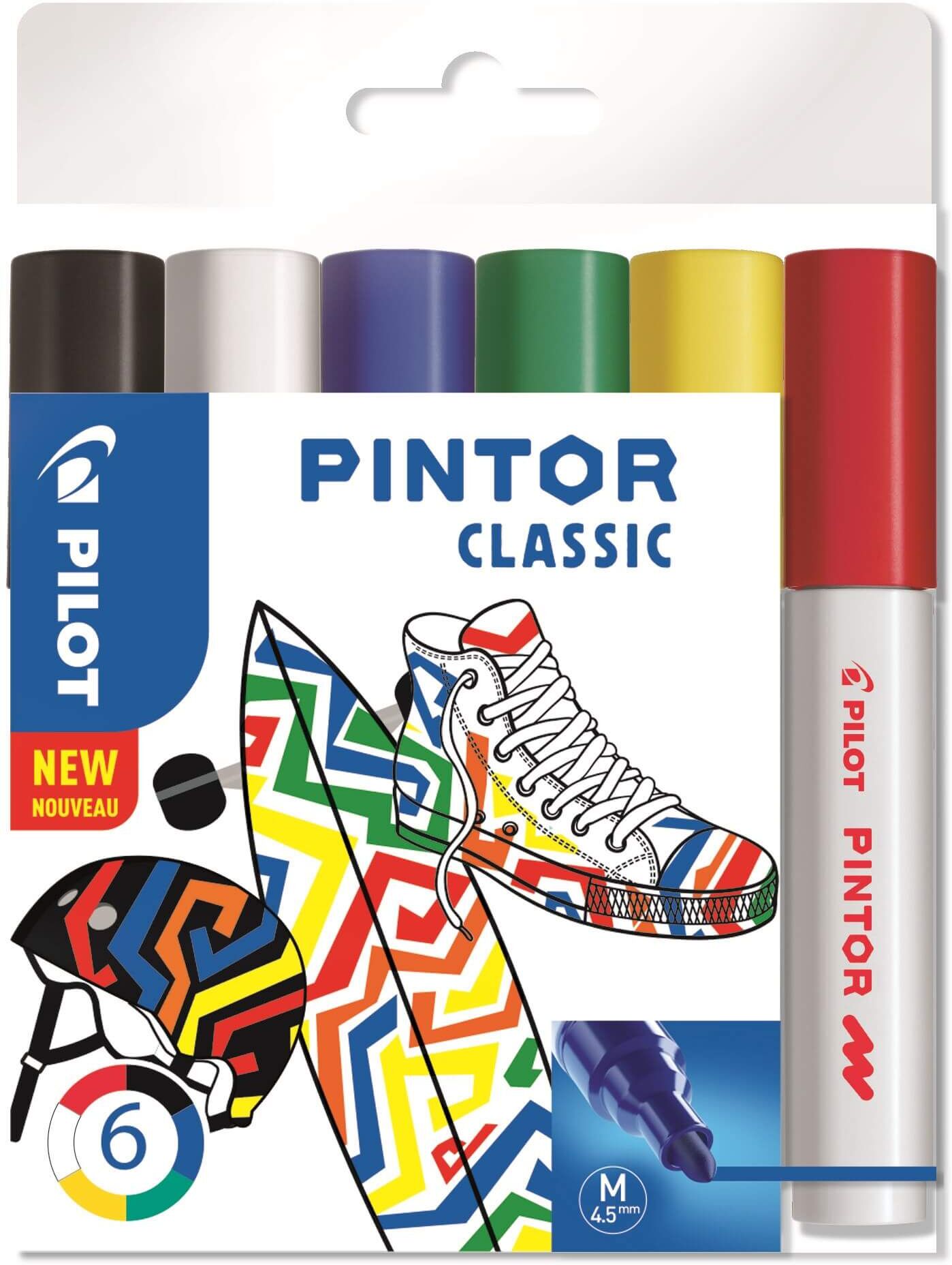 Pilot Marker Pintor Medium Classic 1,4, Ass. Färger, 6 St, Diy-Penna