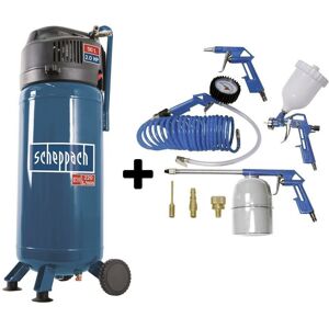 Air compressor oil free 50 l Scheppach HC51V tank vertical + 8 pcs tool kit