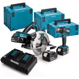 Makita DLX2140PMJ Twin 18v 36v 185mm DHS710Z Circular Saw + Combi Drill DHP482Z