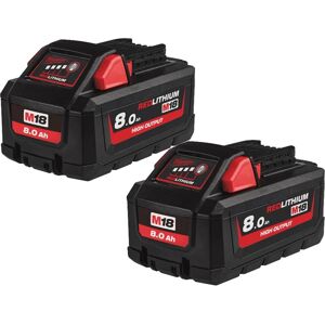 M18HB8 18V redlithium 8.0Ah High Output Battery Twin Pack - Milwaukee