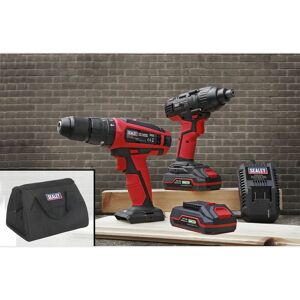 Sealey 20V SV20 Series Cordless �13mm Hammer Drill/1/4Hex Drive Impact Driver Combo Kit CP20VDDCOMBO