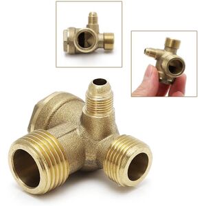 Macross Series Male Thread 3 Way Metal Air Compressor Check Valve Gold Tone