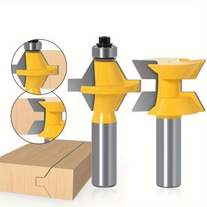 Temu 2pcs 1/2 Inches 8mm Shank 120 Degree Tenon Router Bit Set Woodworking Groove Milling Cutter For Wood Tools Tungsten Carbide