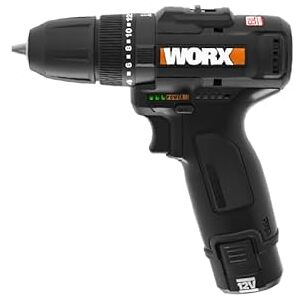 Battery Hammer Drill WX121 WORX Brushless Motor 12V Max 40Nm Includes 2 x 2Ah Batteries, Charger and Case Powerful and Lightweight