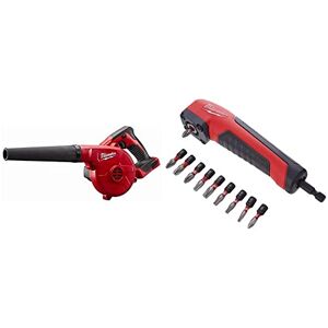 Milwaukee M18BBL-0 M18 Battery Blower (Naked - no Batteries or Charger) & 4932471274 Shockwave Impact Duty Right Angle Attachment 11 Piece