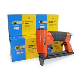 Tacwise 1189 A7116V Upholstery Air Stapler Bundle with 120,000 x 8 mm Staples, Uses Type 71 / 4 - 16 mm Staples, Orange / black