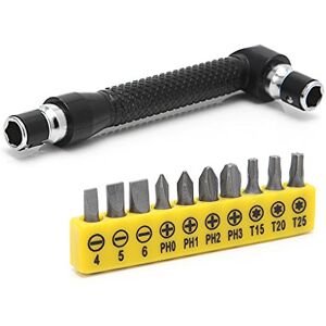 jebyltd 10 in 1 Socket Screwdriver L-Shaped Angle for Head Twin Wrench Driver Torx Flat Screwdriver Bits Screw Power Drill Bit Holder Sets Metal Magnetizer Cordless Pz123 Worker Ended