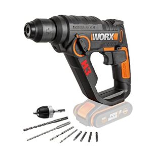 WORX 20V Cordless Hammer, PowerShare, 3 Tools in 1 Drill, Driver and Hammer, LED Light, Portable and Lightweight, Bare Tool Only, WX390.9 Black