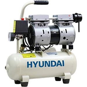 Hyundai Low Noise Electric Air Compressor, 550W Air Compressor, 4CFM, 100PSI Oil Free Air Compressor, 8 Litre Tank Capacity, 2 Year Warranty, Quick Release Fittings UK 13 Amp Plug, White