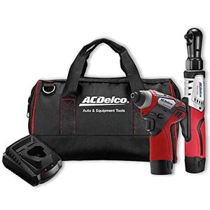 ACDelco ARW12103-K2 G12 Lithium-Ion 12V (10.8V) 3/8” Brushless Electric Cordless Ratchet Wrench & 1/4" Hex Impact Driver Power Combo Kit Tool Set Includes x2 Battery Packs, x1 Charger & Canvas Bag