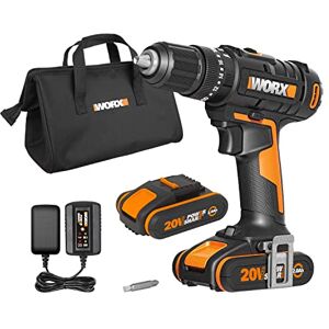 Worx WX370.1 PowerShare 20V Cordless Combi Hammer Drill Kit with 2 Batteries, Charger and Carry Bag - High Torque Impact Drill Set for Wood, Metal and Masonry