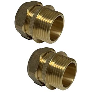 UKDeals Direct UKDD&#174; 28mm Compression by 1" BSP Brass Male Iron Coupler (Pair), 28mm x 1" Straight Adaptors