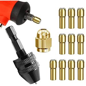 Rianpesn Drill Chuck Set,Electric Grinder Collet Brass Rotary Tool - Quick Change Brass Drill Chuck Rotary Drill Nut Tool Set for Electric Screwdriver, Chuck Conversion Tool, Electric Grinding Drill