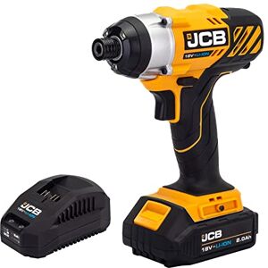 JCB 18V Cordless Impact Driver, 2.0Ah Lithium-ion Battery, Fast Charger, Built in LED Light, Belt Clip & Rubber Grip Overmould, Powerful with 3 Year Warranty