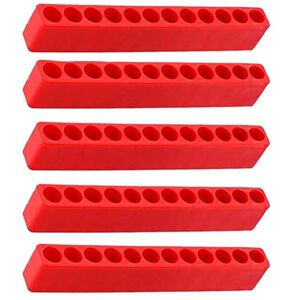 XJKLBYQ Screwdriver Hole Plastic 12-Hole Bit Storage Strip Storage Case Tool for Hex Shank Bits Red 5PCS, 12-Hole Screwdriver Bit