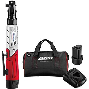 ACDelco ARW1208-P2G Lithium-Ion 12V (10.8V) 3/8 Electric Heavy Duty Cordless Ratchet Wrench Set Power Tool Kit Tool Set Includes x2 Battery Packs, x1 Charger & Canvas Bag