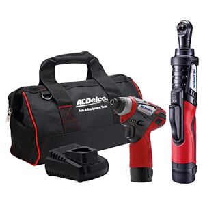 ACDelco ARW12102-K4 G12 Lithium-Ion 12V (10.8V) 1/4” Brushless Electric Cordless Ratchet Wrench & 1/4" Impact Driver Power Tool Combo Kit Tool Set Includes x2 Battery Packs, x1 Charger & Canvas Bag