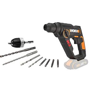 WORX WX390.9 SDS-plus Hammer Drill 20 V - Powerful Drill with Pneumatic Hammer Mechanism & Second Handle - Ideal for Screwing, Drilling & Hammering - 1.2J Impact Energy - No Battery & Charger