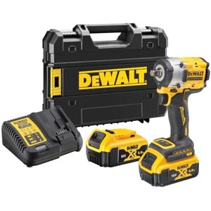 DeWalt XR Brushless Impact Wrench 18V 1/2" 406Nm with Retaining Ring with 2 Li-Ion 5Ah Batteries and TSTAK Case, Multicolor