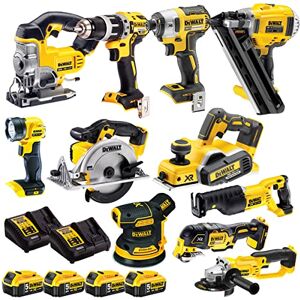 Dewalt 18V 11 Piece Power Tool Kit DCN692, DCD796, DCF887, DCG412, DCS331, DCS391, DCP580, DCS355, DCS380, DCW210, DCL040 with 4 x 5.0Ah DCB184 Batteries & 2 x Charger T4TKIT-976