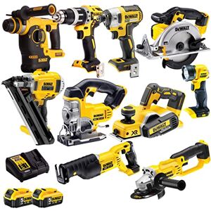 Dewalt 18V 10 Piece Power Tool Kit DCN692,DCD796,DCF887,DCH253,DCS380,DCS391,DCS331,DCG412,DCP580,DCL040 with 2 x 5.0Ah Batteries & DCB115 Charger T4TKIT-994