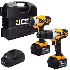 JCB 18V Cordless Combi Drill & Impact Driver, 2X 5.0Ah Battery, Fast Charger, Power Tool Case, 3 Year Warranty