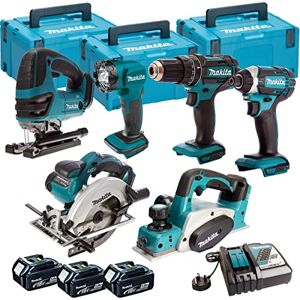 Makita 18V Li-ion 6 Piece Cordless Power Tool Kit with 3 x 5.0Ah Batteries & Charger T4TKIT-96- Monster Power Tool Kit- Combo Kit- 18V Cordless Power Tool Kits- Mega Power Tool- Makita kit