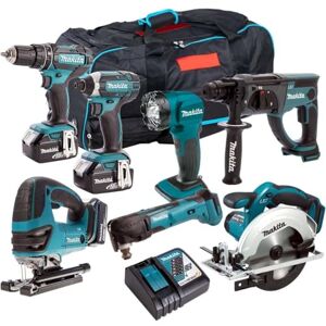 Generic Makita 18V Cordless 7 Piece Power Tool Kit with 3 x 5.0Ah Batteries & Charger T4TKIT-205- Monster Power Tool Kit- Combo Kit- 18V Cordless Power Tool Kits- Mega Power Tool- Makita kit