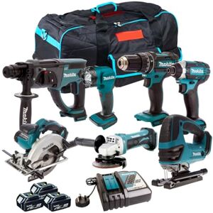 Generic Makita 18V 7 Piece Cordless Kit with 3 x 5.0Ah Batteries & Charger T4TKIT-206