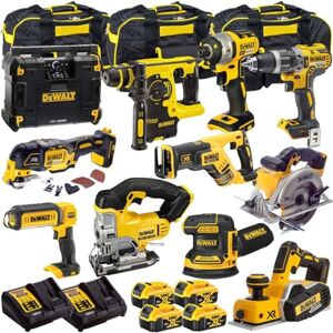 Dewalt 18V Li-ion 11 Piece Cordless Power Tool Kit with 4 x 5.0Ah Batteries & Charger T4TKIT-8146- Monster Power Tool Kit- Combo Kit- 18V Cordless Power Tool Kits- Mega Power Tool- Dewalt kit