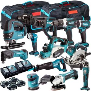 Makita 18V Li-ion 13 Piece Cordless Power Tool Kit 4 x 5.0Ah Batteries & Charger MAKDEAL-55MA- Monster Power Tool Kit- Combo Kit- 18V Cordless Power Tool Kits- Mega Power Tool- Makita kit