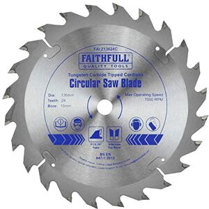 Faithfull FAIZ13624C TCT Cordless Trimsaw Blade 136 mm x 10 mm Bore x 24 Teeth,Silver