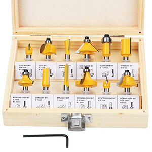 HSEAMALL 12 PCS Router Bits 1/4 shank for Palm Router Tool 6.35mm Tungsten Carbide Tipped Router Bit Set Wood Milling Saw Cutter