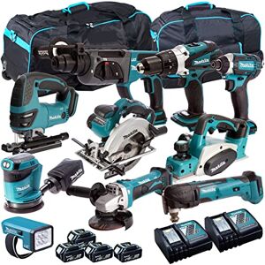 Makita 18V Li-ion 10 Piece Cordless Power Tool Kit 4 x 5.0Ah Batteries & Charger T4TKIT-724- Tool Set - Monster Power Tool Kit - Combo Kit - 18V Cordless Power Tool Kits -Combo Kits - Makita kit