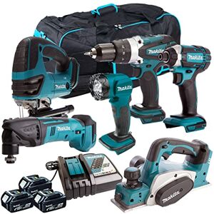 Makita 18V Li-ion 6 Piece Cordless Power Tool Kit 3 x 5.0Ah Batteries & Charger MAKDEAL-48M- Monster Power Tool Kit- Combo Kit- 18V Cordless Power Tool Kits- Mega Power Tool- Makita kit