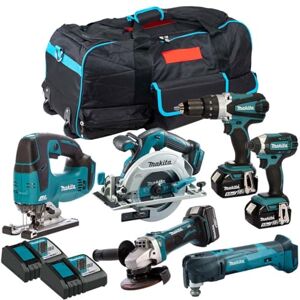 Generic Makita 18V 6 Piece Tool Kit with 3 x 5.0Ah Batteries & Charger T4TKIT-3663 - Monster Power Tool Kit- Combo Kit- 18V Cordless Power Tool Kits- Mega Power Tool - Power Tools Combo Kits