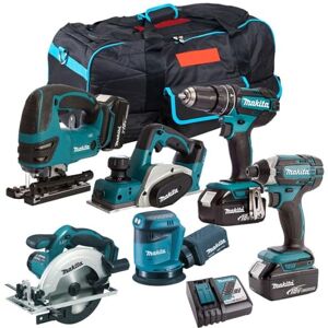 Generic Makita 18V LI-ION MAKWOOD6PC 6 Piece Cordless Power Tool Kit with 3 x 5.0Ah Batteries & Charger- Tool Set -Monster Power Tool Kit -Combo Kit -18V Cordless Power Tool Kits -Combo Kits -Makita kit