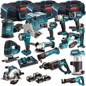 Generic Makita 18V Li-Ion 15 Piece Power Tool Kit with 4 x 5Ah Batteries & Charger & in Bag T4TKIT-1600 - Tool Set - Monster Power Tool Kit - Combo Kit - 18V Cordless Power Tool Kits - Makita kit