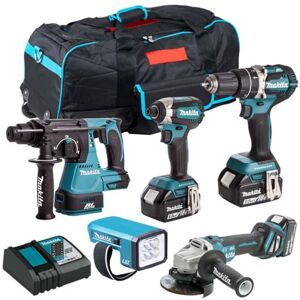 Makita 18V Li-ion 5 Piece Cordless Power Tool Kit 3 x 5.0Ah Batteries & Charger T4TKIT-832- Monster Power Tool Kit- Combo Kit- 18V Cordless Power Tool Kits- Mega Power Tool- Makita kit