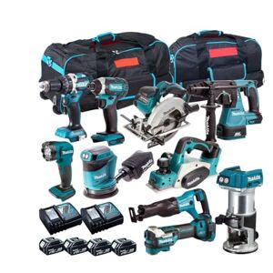 Generic Makita 18V 10 Piece Cordless Power Tool Kit with 4 x 5.0Ah Batteries & Charger T4TKIT-12999- Tool Set - Monster Power Tool Kit - Combo Kit - 18V Cordless Power Tool Kits - Combo Kits - Makita kit