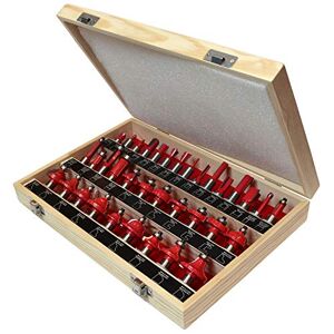 Faithfull FAIRBS35 1/2 Inch TC Router Bit Set of 35 with Storage Case 1/2 Inch Shank, Red / Silver